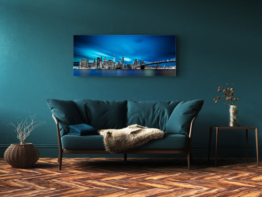 Glass Print Wall Art – Image on Glass 125 x 50 cm (? 50” x 20”) ; City by Night 32