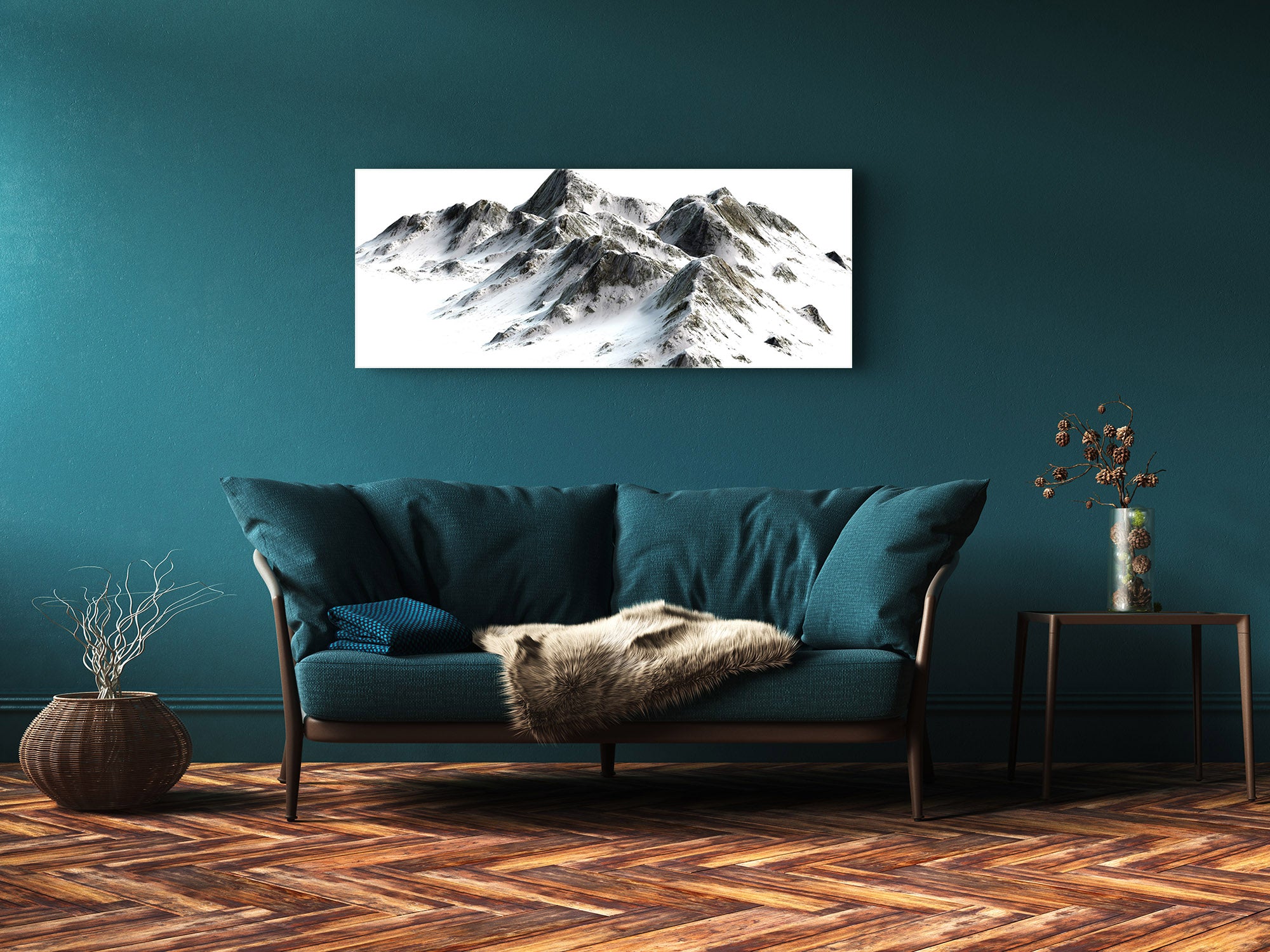 Glasdruck-Wandkunst – Bild auf Glas 125 x 50 cm (≈ 50” x 20”); Berge 23