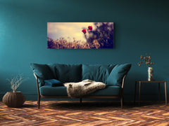 Glass Print Wall Art – Image on Glass 125 x 50 cm (? 50” x 20”) ; Poppies 6