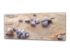 Arte mural con impresión en vidrio: imagen sobre vidrio de 125 x 50 cm (≈ 50” x 20”); Piedras