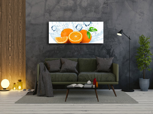 Glasdruck-Wandkunst – Bild auf Glas 125 x 50 cm (≈ 50” x 20”) ; Orange