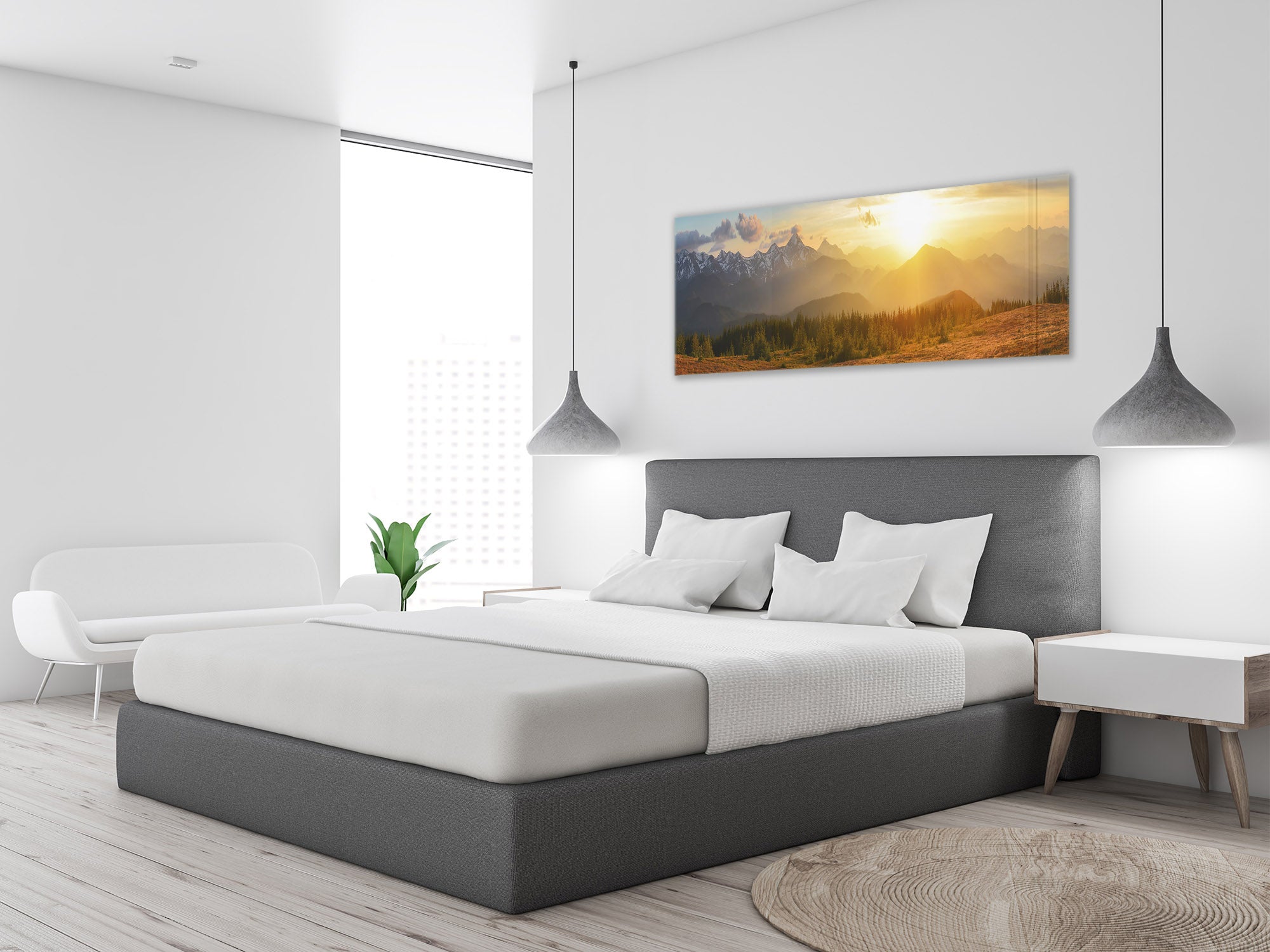 Glass Print Wall Art – Image on Glass 125 x 50 cm (? 50” x 20”) ; Mountains 2