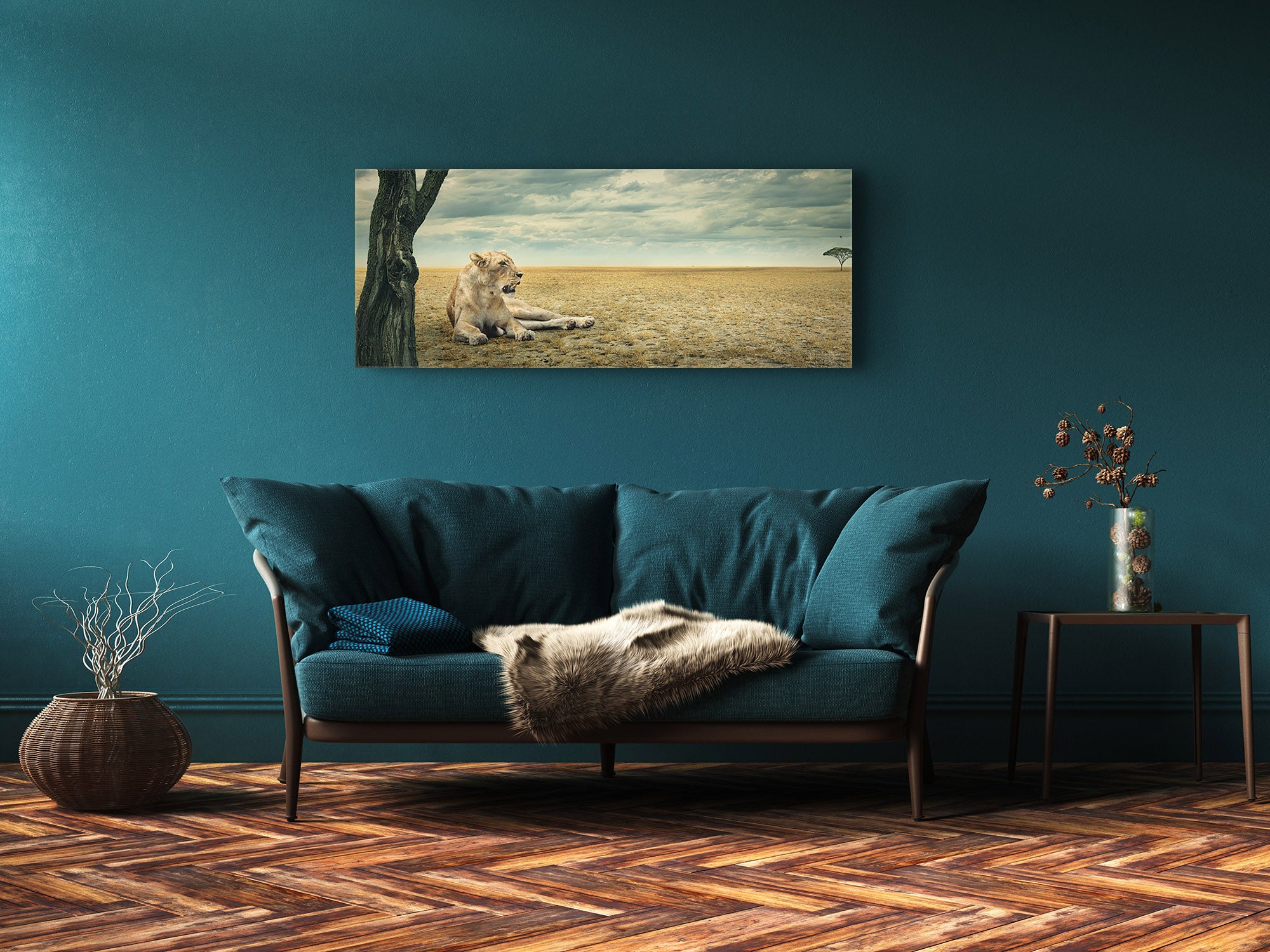 Wall Art Glass Print Picture 125 x 50 cm (? 50” x 20”) ; Lion