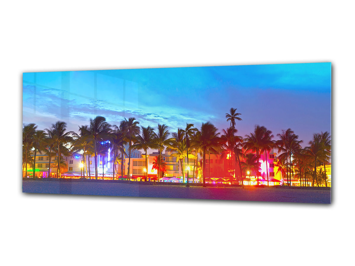 Wall Art Glass Print Picture 125 x 50 cm (? 50” x 20”) ; Palm Trees 2