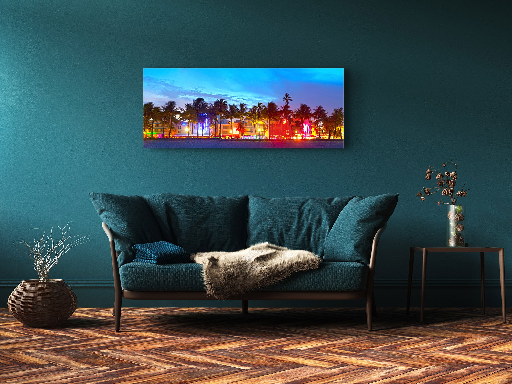 Wall Art Glass Print Picture 125 x 50 cm (? 50” x 20”) ; Palm Trees 2