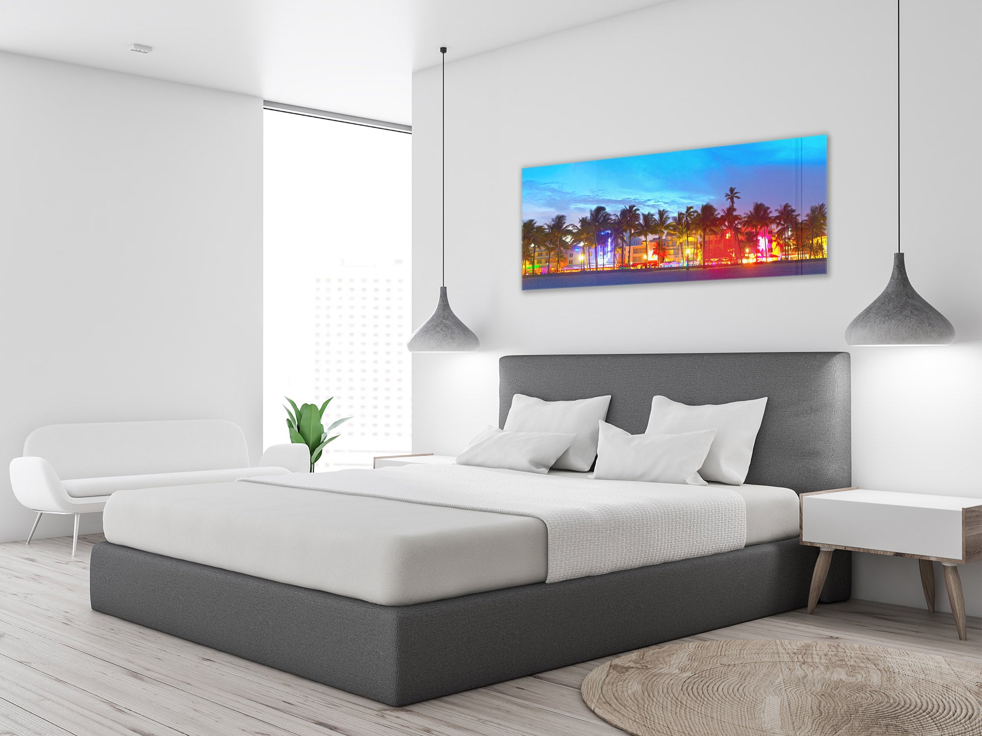 Wall Art Glass Print Picture 125 x 50 cm (? 50” x 20”) ; Palm Trees 2