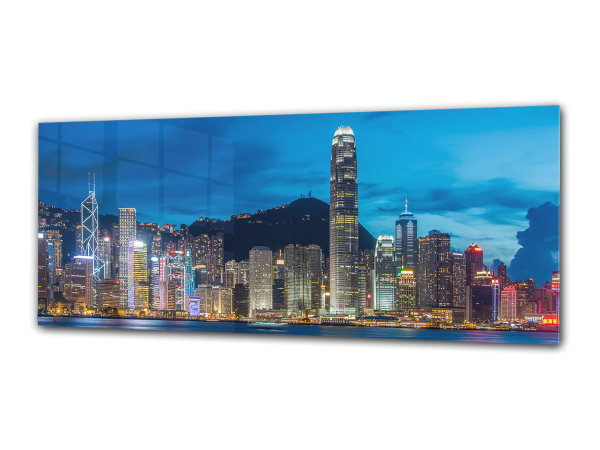 Wall Art Glass Print Picture 125 x 50 cm (? 50” x 20”) ; City by night 15