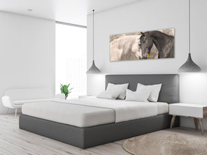 Glass Print Wall Art – Image on Glass 125 x 50 cm (≈ 50” x 20”) ; Horses in Love
