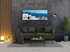 Cuadro de pared tras cristal templado 125 x 50 cm (≈ 50” x 20”); Isla griega