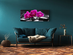 Glass Print Wall Art – Image on Glass 125 x 50 cm (≈ 50” x 20”) ; Orchid 5