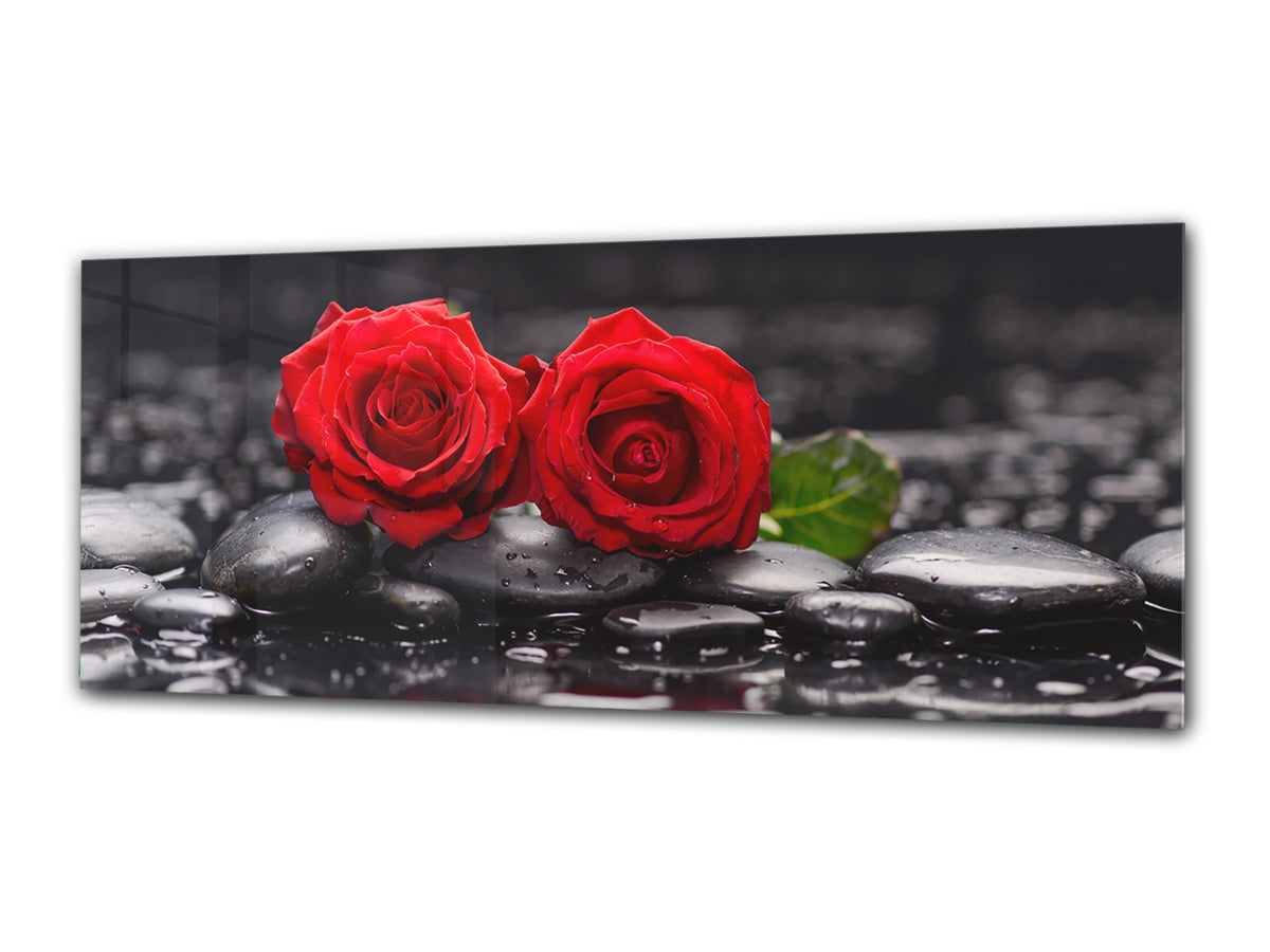 Arte mural con impresión en vidrio: imagen sobre vidrio, 125 x 50 cm (≈ 50” x 20”); Rosa 1