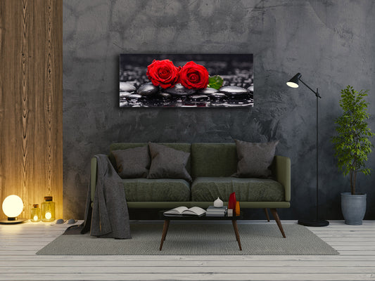 Arte mural con impresión en vidrio: imagen sobre vidrio, 125 x 50 cm (≈ 50” x 20”); Rosa 1