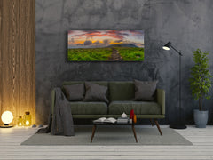 Arte mural con impresión en vidrio: imagen sobre vidrio de 125 x 50 cm (≈ 50” x 20”); Paisaje 1