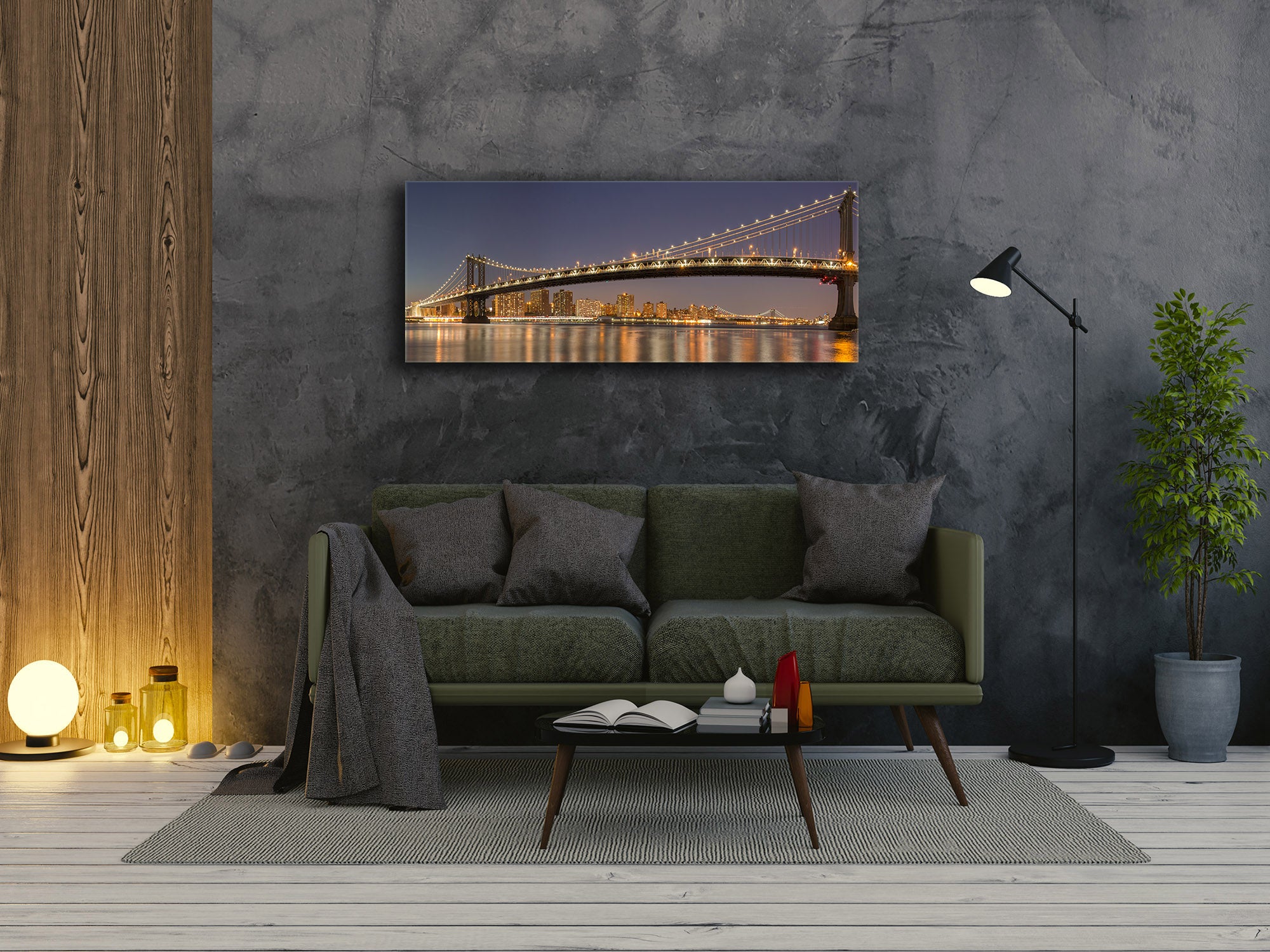 Cuadro de pared tras vidrio templado 125 x 50 cm (≈ 50” x 20”); Puente 7