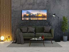 Arte mural con impresión en vidrio: imagen sobre vidrio, 125 x 50 cm (≈ 50” x 20”); Ciudad 9