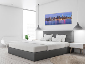 Wall Art Glass Print Picture 125 x 50 cm (≈ 50” x 20”) ; City by night 13