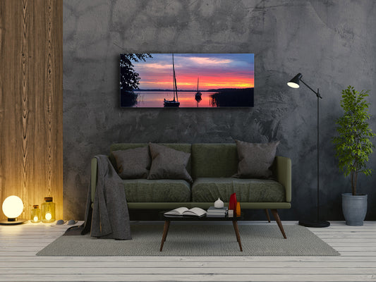 Wall Picture behind Tempered Glass 125 x 50 cm (? 50” x 20”) ; Lake 2