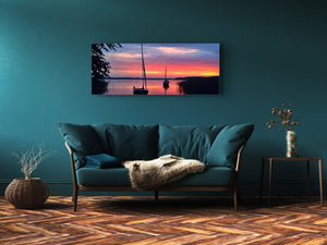 Wall Picture behind Tempered Glass 125 x 50 cm (≈ 50” x 20”) ; Lake 2