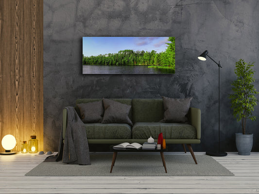 Arte mural con impresión en vidrio: imagen sobre vidrio, 125 x 50 cm (≈ 50” x 20”); Bosque 1