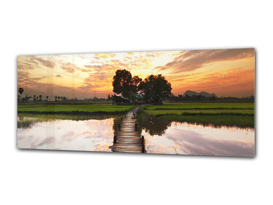 Cuadro de pared tras vidrio templado 125 x 50 cm (≈ 50” x 20”); Lago 3