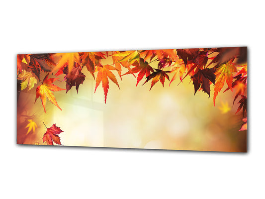 Wall Picture behind Tempered Glass 125 x 50 cm (? 50” x 20”) ; Leaves 2