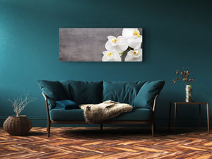Glass Print Wall Art – Image on Glass 125 x 50 cm (≈ 50” x 20”) ; Orchid 6
