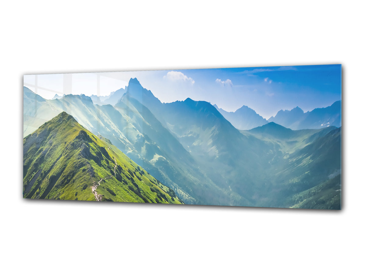 Wall Picture behind Tempered Glass 125 x 50 cm (? 50” x 20”) ; Mountains 3