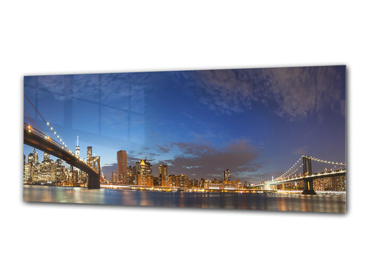 Wall Picture behind Tempered Glass 125 x 50 cm (? 50” x 20”) ; City 3