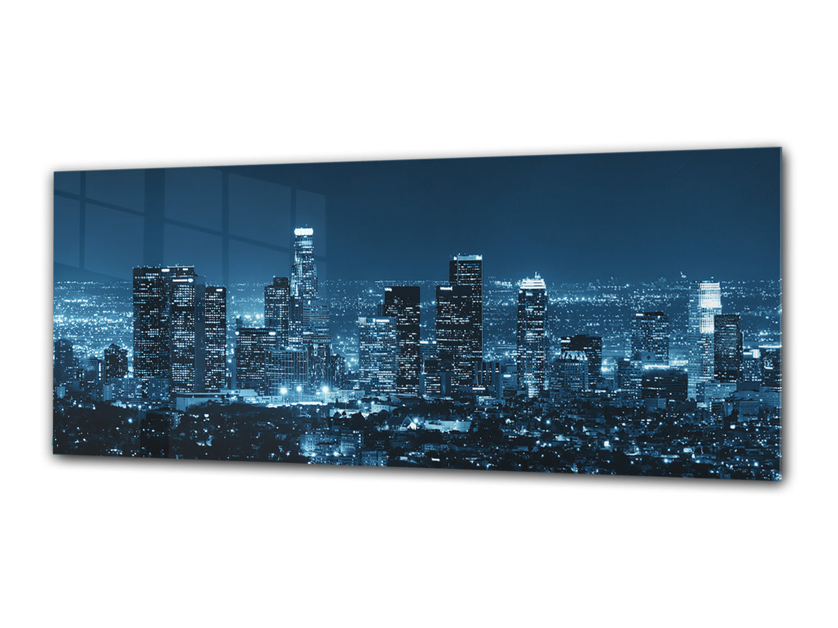 Wall Art Glass Print Picture 125 x 50 cm (? 50” x 20”) ; City by night 17