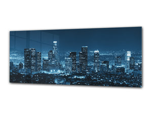 Wall Art Glass Print Picture 125 x 50 cm (≈ 50” x 20”) ; City by night 17