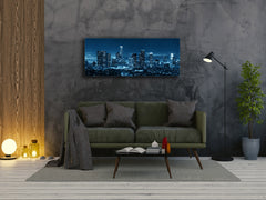 Wall Art Glass Print Picture 125 x 50 cm (? 50” x 20”) ; City by night 17