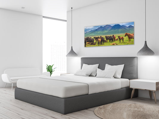 Wall Art Glass Print Picture 125 x 50 cm (? 50” x 20”) ; Horses 3
