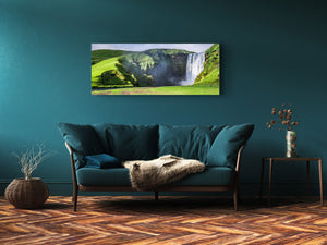 Wall Art Glass Print Picture 125 x 50 cm (≈ 50” x 20”) ; Waterfall 2