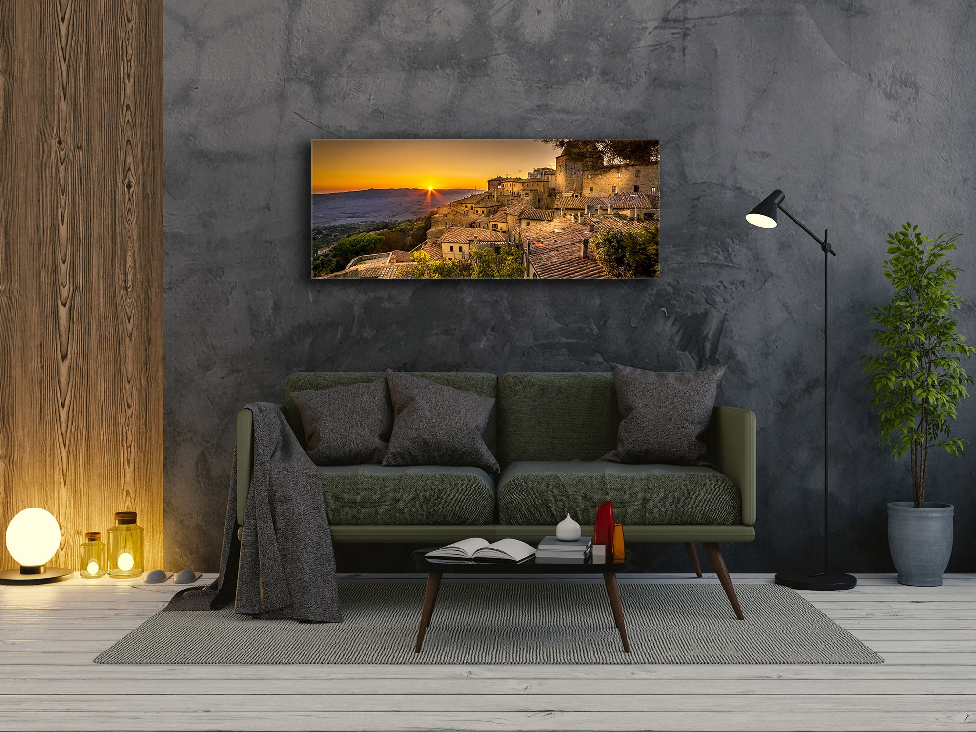 Arte mural con impresión en vidrio: imagen sobre vidrio de 125 x 50 cm (≈ 50” x 20”); Atardecer 8