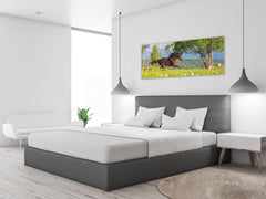 Arte mural con impresión en vidrio: imagen sobre vidrio de 125 x 50 cm (≈ 50” x 20”); Caballo