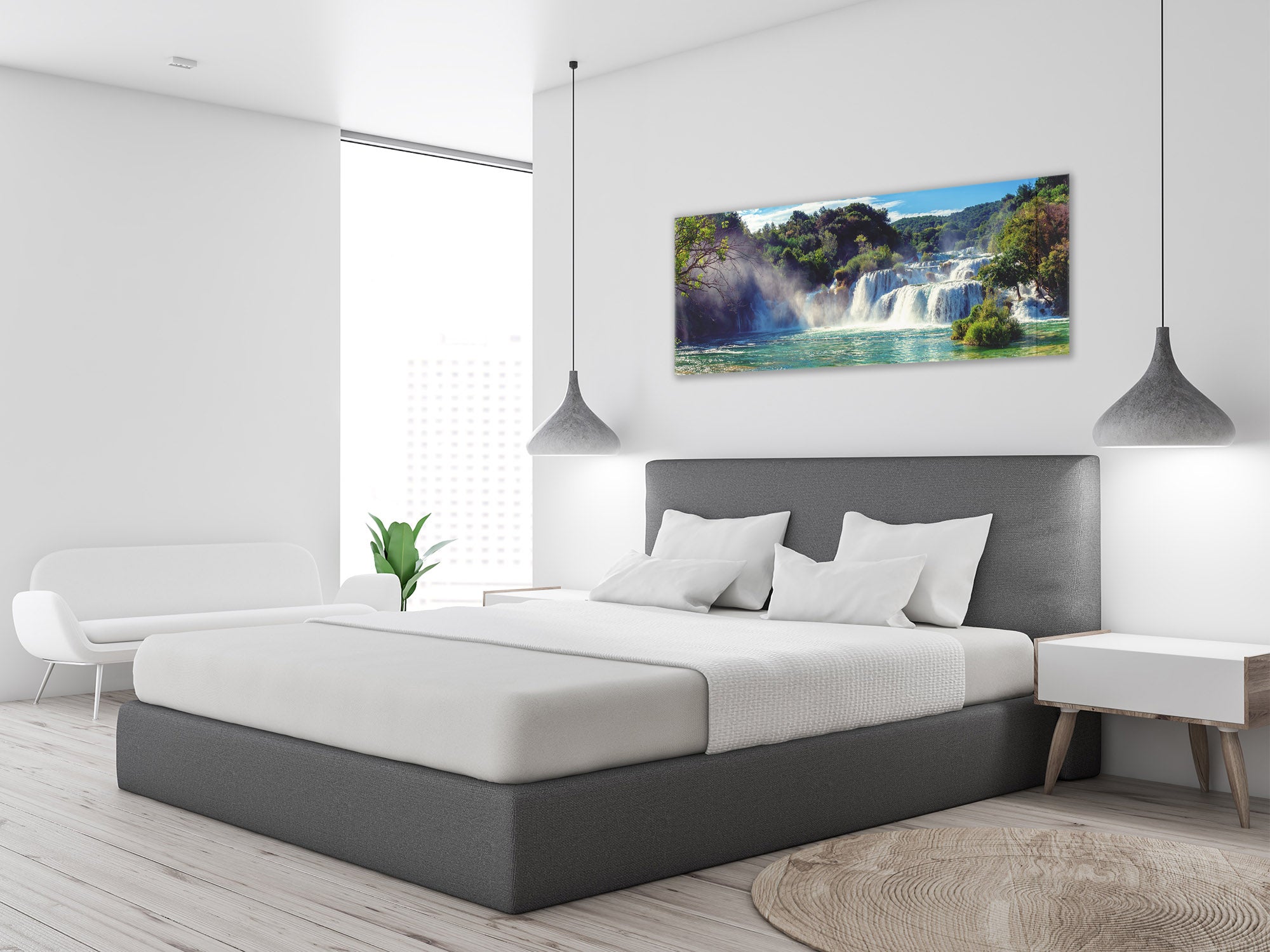 Glass Print Wall Art – Image on Glass 125 x 50 cm (? 50” x 20”) ; Waterfall