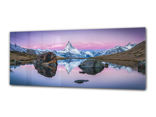 Cuadro de pared tras cristal templado 125 x 50 cm (≈ 50” x 20”); Montañas 4