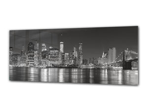 Glass Print Wall Art – Image on Glass 125 x 50 cm (≈ 50” x 20”) ; City by night 4