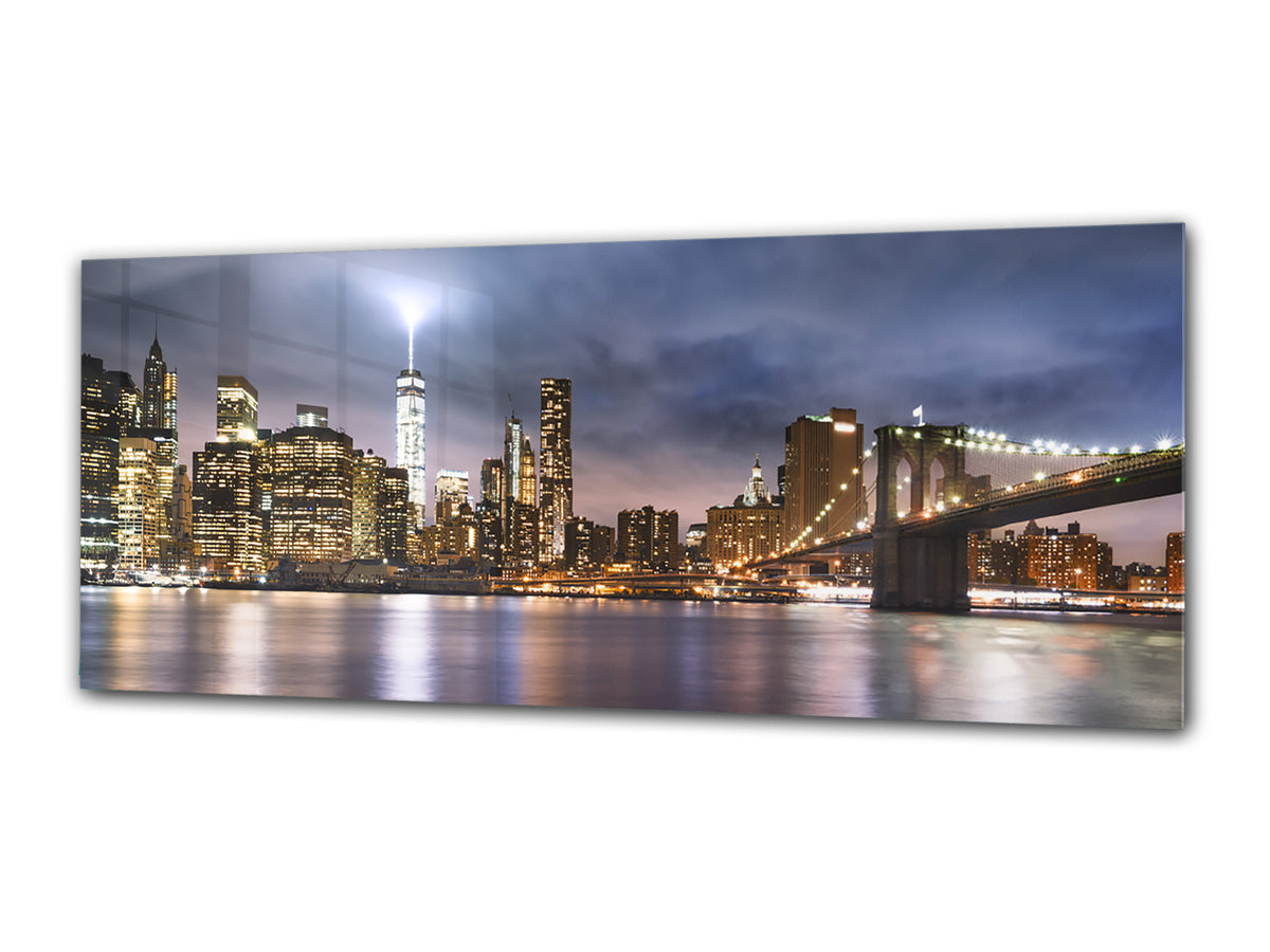 Glass Print Wall Art – Image on Glass 125 x 50 cm (? 50” x 20”) ; City by night 11