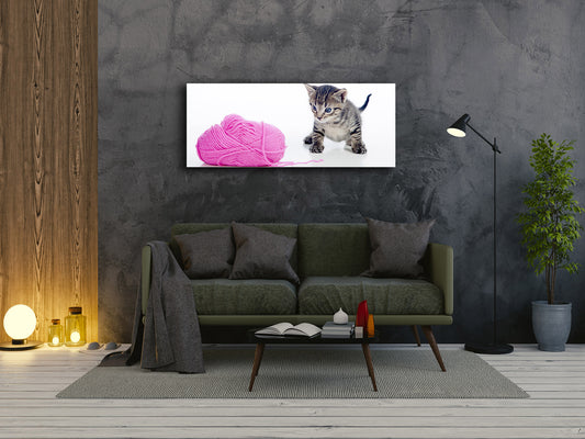 Glass Print Wall Art – Image on Glass 125 x 50 cm (? 50” x 20”) ; Kitty 3