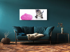 Glass Print Wall Art – Image on Glass 125 x 50 cm (? 50” x 20”) ; Kitty 3