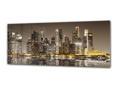 Arte mural con impresión en vidrio: imagen sobre vidrio de 125 x 50 cm (≈ 50” x 20”); Ciudad de noche 19