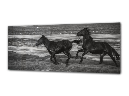 Glass Print Wall Art – Image on Glass 125 x 50 cm (? 50” x 20”) ; Horses 2