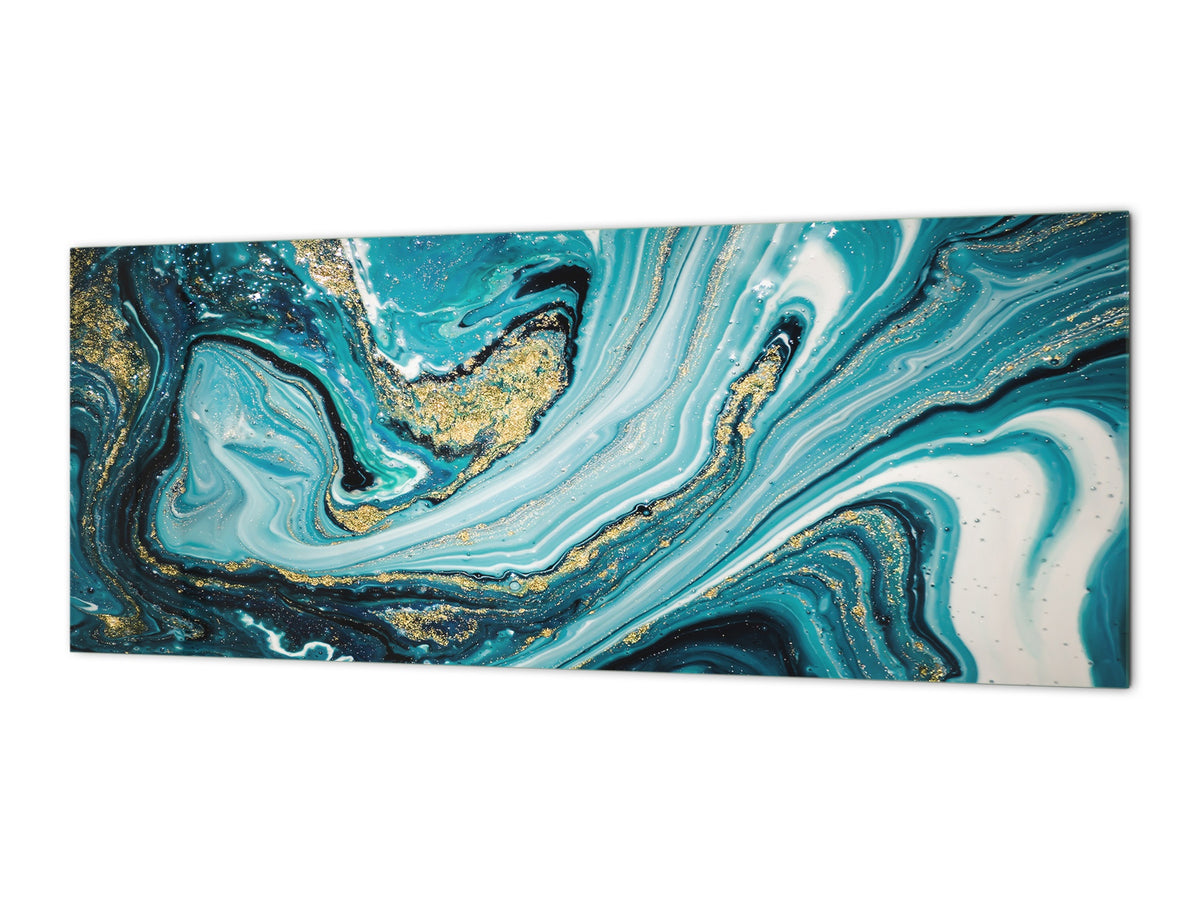 Contemporary glass kitchen panel - Wide format wall backsplash Colourful abstractions Series: New ocean briefing