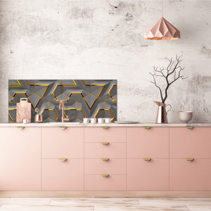 Contemporary glass kitchen panel - Wide format wall backsplash with or without magnetic properties - Colourful Variety Series: Glossy geometric modules
