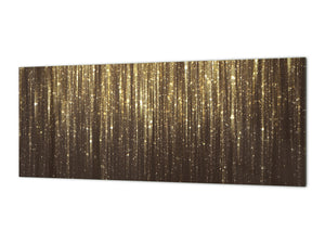 Design glass backsplash - Tempered Glass splashback - Golden Waves Series: Gold glitter