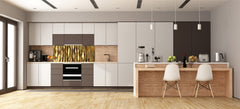 Design glass backsplash - Tempered Glass splashback - Golden Waves Series: Liquid gold 1