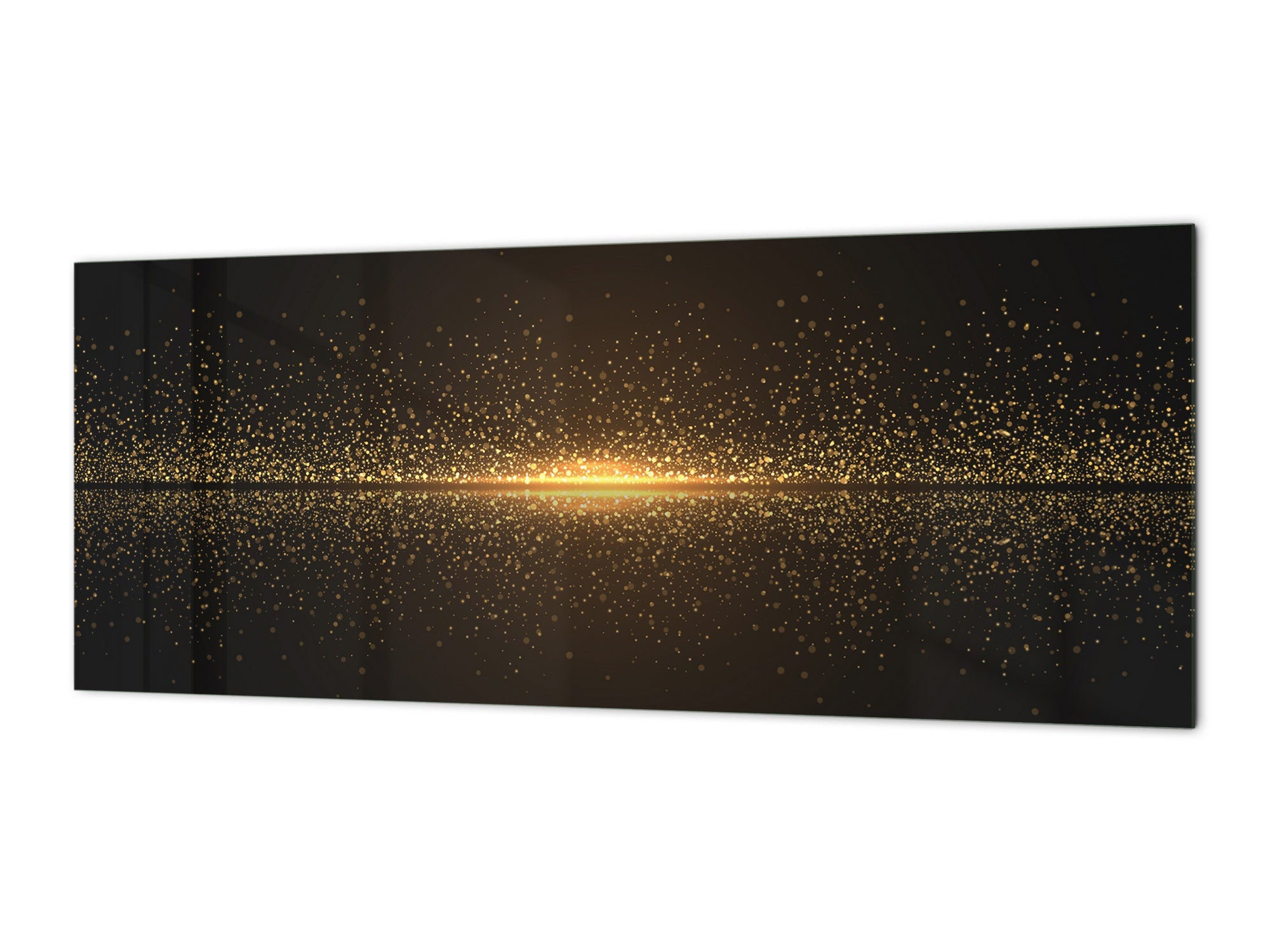 Design glass backsplash - Tempered Glass splashback - Golden Waves Series: Sparkling golden dust