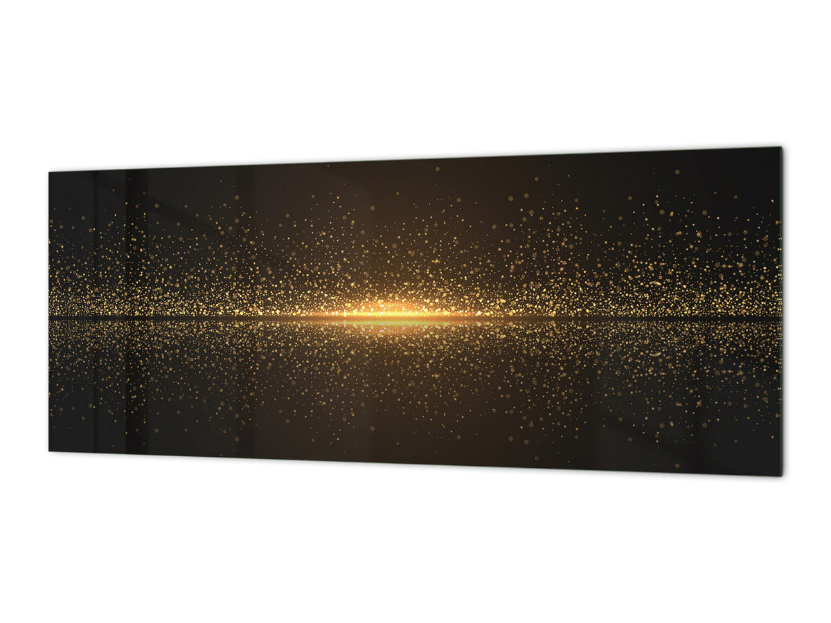 Design glass backsplash - Tempered Glass splashback - Golden Waves Series: Sparkling golden dust