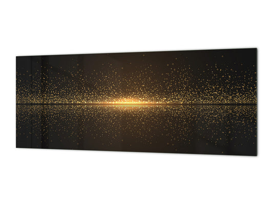 Design glass backsplash - Tempered Glass splashback - Golden Waves Series: Sparkling golden dust